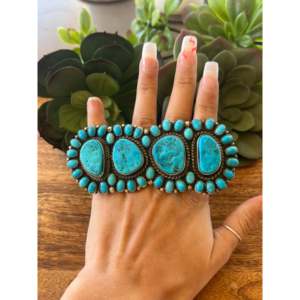 Anillo Ajustable Jumbo Hecho a Mano por Navajo con Turquesa Kingman y Engaste de Plata Esterlina, Anillo de Declaración para Uso Diario - Product Image 2