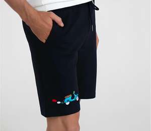 Bermuda italien 95% coton 5% Spandex taille moyenne anti-rides bleu marine blanc Scooter broderie dentelle décontracté 3D spécial - Product Image 1