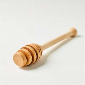 Reusable Eco-Friendly <b>Honey</b> Dipper Stick in Organic Wood 10ml Capacity for Breakfast Tea Dessert Use Carved Grooved Head <b>Spoon</b> - Product Image 3