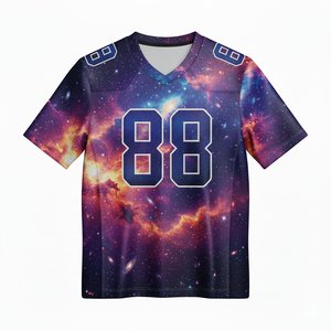 Maillots de football américain personnalisés à manches courtes 100% polyester respirant antibactérien grande taille logo avant pour les équipes - Product Image 2