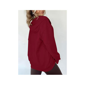 Veste éponge surdimensionnée pour femme 80% coton 20% polyester capuche surdimensionnée en prune fourniture en gros - Product Image 4