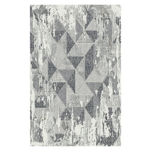 Tapis de salon en chenille antidérapant, effet marbre gris argenté, imprimé numériquement, lavable en machine, vente en gros RUGS DEPOT LXDP-0094 - Product Image 1