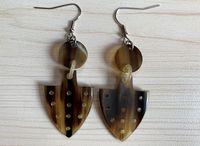 Bon prix laque vache buffle corne boucles d'oreilles breloques mode bijoux pendentif personnalisé hip hop gros bijoux 2025 Offre Spéciale