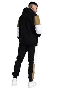 Conjunto de chándal con estampado informal de dos piezas de forro polar fino de algodón unisex con parche frontal para el invierno - Product Image 4