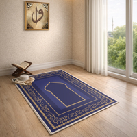 Tapis de prière turc islamique Mimoza en velours violet, à poils ras, gaufré, finement rembourré, antibactérien, adapté aux animaux domestiques, 1 pièce