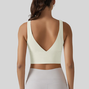 Soutien-gorge de sport pour femme, personnalisable, vente en gros usine, avec fermeture arrière réglable à crochets, sans coutures, haut de sport à maintien élevé pour le yoga - Product Image 4
