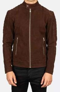 <b>Men's</b> High Quality Sheep Skin <b>Suede</b> Leather <b>Jacket</b> New Design Fashionable Biker <b>Jacket</b> Zip Closure and Zipper Pockets - Product Image 6