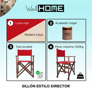 เก้าอี้ผู้บริหาร WELL HOME โครงไม้วอลนัท ผ้าแคนวาสสีเบอร์กันดี 51x46x86 ซม. - Product Image 2