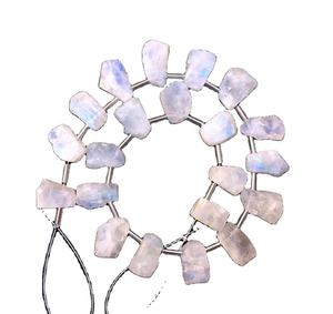 Pierre de lune arc-en-ciel merveilleuse naturelle 20 pièces côté percé rugueux véritable pierre de feu bleue non traitée brute en gros - Product Image 1