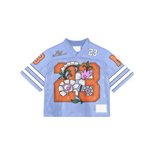 เสื้อครอปย้อนยุคเสื้อกีฬาโอเวอร์ไซส์ผ้าเจอร์ซีย์ใส่ฝึกซ้อมแบบตาข่ายเสื้ออเมริกันฟุตบอล - Product Image 1