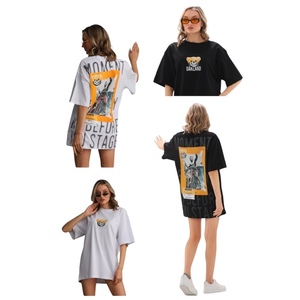 Camiseta Oversize de Algodón Grueso con Estampado Gráfico Vintage, Estilo Urbano, Tallas Grandes, con Logotipo de Diamantes, OEM ODM - Product Image 4