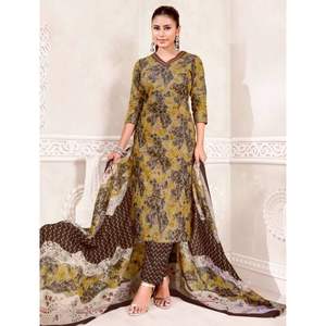 Estampado de diseñador de algodón con bordado La colección Kurta/Kurti incluye Salwar y Dupatta para elegantes trajes de fiesta - Product Image 6