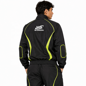 Custom Y2K Style Sporty Hooded <b>Men</b> Contrast Panel Reflective Loose Fit Embroidery Waterproof Windbreaker Streetwear <b>Jackets</b> - Product Image 2