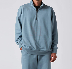 Sudadera de algodón con cremallera de cuarto unisex al por mayor-Sudadera de media cremallera suave y cómoda 2024 - Product Image 3