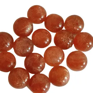 Natural Orange Sunstone Half Round Shape Cabochon Gemstones Plain Sunstone Cab Polished Stones For Jewelry Making