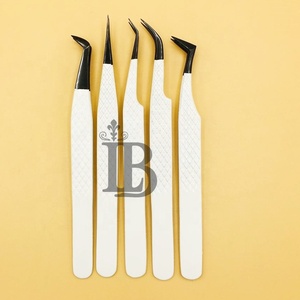 Pinces à cils de qualité supérieure, pinces pour extensions de cils en vison, manche lisse, pour professionnels, logo gratuit, volume. - Product Image 2