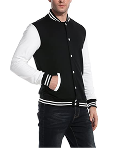 Wholesale 100% Polyester Leather Fabric Varsity Jackets for <b>Men</b> <b>Long</b> Winter Stand Streetwear Jacket Letter Pattern Thin Coated - Product Image 2