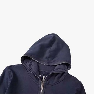 เสื้อฮู้ดผ้าฝ้าย100% สำหรับสวมใส่ในฤดูหนาว,เสื้อฮู้ดมีซิปเต็มตัวพิมพ์โลโก้ Unisex สีน้ำเงิน - Product Image 2