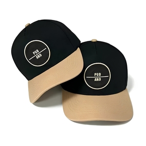 Custom 2-Tone Performance Golf Hat For Men 5-Panel Moisture-Wicking Baseball <b>Cap</b> With Custom Rubber PVC Logo <b>Snapback</b> Closure - Product Image 1