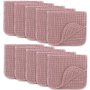 Customized Six-Layer Organic Cotton <b>Muslin</b> Burpcloth <b>Baby</b> Clothing Mauve Dyeing and Printing Set Pack of 6 - Product Image 4