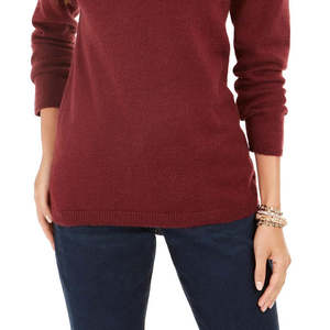 Maglione da Donna Style Co con Motivo Fair Isle, Collo Tondo, Rosso, Taglia XS, Stile Coreano, Traspirante, Design Casual con Colletto a Fiocco e Bottoni - Product Image 3