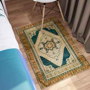 พรมลายดอกไม้สีน้ำตาลสไตล์ตุรกี: ลายโบราณแบบชาติพันธุ์ พรมพิมพ์กันลื่น ขนนุ่ม - Product Image 5