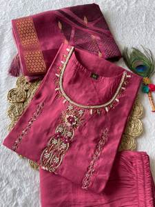 Traje Salwar de seda hecho a mano de diseñador con Dupatta para funciones de boda pakistaní Ropa india y pakistaní - Product Image 6