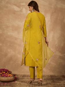 Conjuntos de Traje Salwar Kameez Chanderi, Diseño Moderno Reversible Bordado, Puro y Elegante, para Todas las Temporadas - Product Image 6