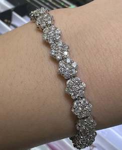 14k White Gold and Diamond Cuban Link for <b>Bracelet</b> 7\"-8.5\" Lengths Solid 925 <b>Sterling</b> <b>Silver</b> Fashion Charm - Product Image 3