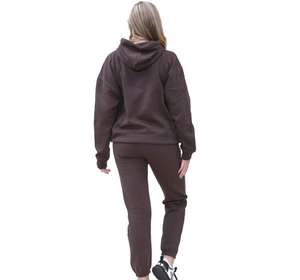 Chándales con capucha de lana de algodón 100% de gran tamaño para mujer, conjunto de 2 piezas, chándal de mujer con logotipo personalizado - Product Image 4