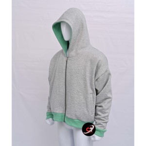 Sudadera de cuello redondo de algodón 100% con diseño personalizado, cremallera completa, forro polar de poliéster urbano de invierno, logotipo bordado, sublimación teñida lisa - Product Image 5