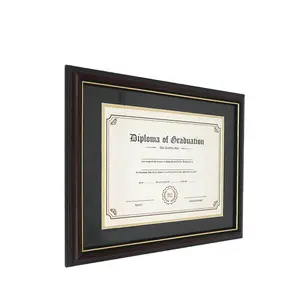 Double Matte 8.5*11 Reddish Brown Wood Document Certificate Diploma Frame For University