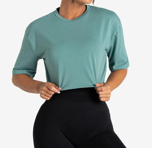 Camiseta Corta de Moda para Mujer al por Mayor Personalizada, Camiseta de Mezcla de Algodón de Alta Calidad, OEM ODM Disponible - Product Image 3