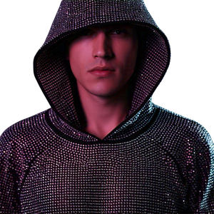 LOGO personnalisé 500GSM sweats à capuche surdimensionnés de haute qualité hommes col à capuche en coton automne saison impression blanc strass sweats à capuche pour hommes - Product Image 1