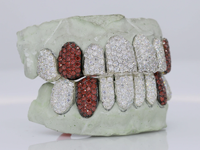 Grillz dentaire personnalisé Hip Hop Iced en argent sterling 925, serti à la main de 8 diamants VVS rouges, certifié IGI, style Vampire