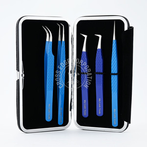 Volume outil d'extension de cils Fiber Tips Extension de cils Pince à épiler Diamond Grip Boot pince à épiler à pointe droite Acier inoxydable japonais - Product Image 1