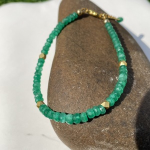 Perles d'émeraude zambiennes à facettes naturelles à la mode pour bracelet grande idée cadeau de perle pour les anniversaires de mariages et tous les usages - Product Image 3