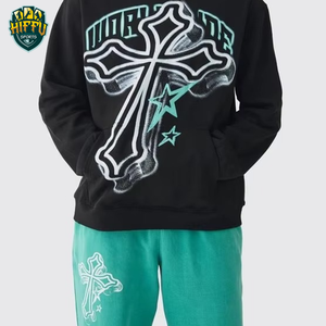 Conjunto Deportivo Informal, Chándal para Correr, 100% Algodón, Logotipo Serigrafiado, Pantalones y Sudadera con Capucha para Hombre - Product Image 3