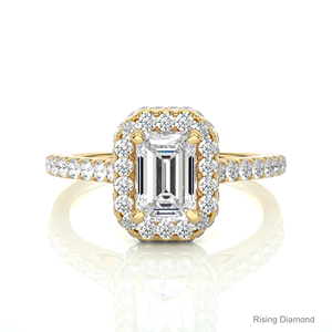 Anillo de diamante CVD cultivado en laboratorio con corte esmeralda de 1,1 quilates en oro blanco Halo compromiso y regalo de aniversario para mujeres - Product Image 5