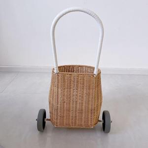 Trolley School Bags for Kids Girls Rattan Luggy Hand Weaving Trolly Schoolbag with Wheels and <b>Handles</b> Made in Vietnam - Product Image 2