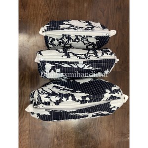 ชุดกระเป๋าซิปผ้าคอตตอน100% 3ชิ้น, ชุดกระเป๋าผ้าด้ายถักสำหรับผู้หญิงกระเป๋าเครื่องสำอางอเนกประสงค์ของขวัญสำหรับเจ้าสาว - Product Image 3