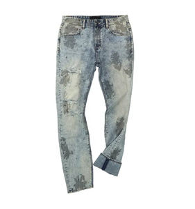 Pantalon droit en denim peint à l'encre éclaboussée, jeans en denim pour hommes, jeans personnalisés de rue, jeans de qualité - Product Image 3