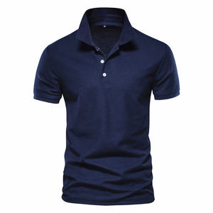 Camiseta Polo personalizada de alta calidad para hombre, camiseta de Golf antiarrugas transpirable cómoda de varios colores azul liso - Product Image 4