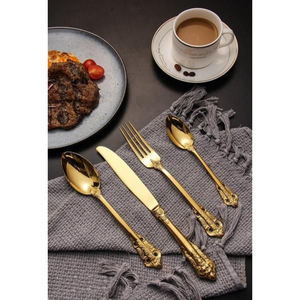 Ensemble de couverts couleur or avec poignée moulée à la main, couverts polonais miroir pour restaurant, mariage et fêtes - Product Image 4