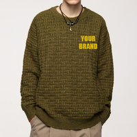 Sweater Rajut Waffle Pria STREETLAB, Model Longgar, Kerah V, Logo Custom, Bahan Bernapas, Pakaian Musim Gugur, Ukuran S-XL