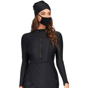 Maillot de bain islamique personnalisé pour femme à manches longues, style 2025, nouvelle collection, imprimé, logo frontal délavé, vente chaude - Product Image 2