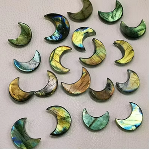 Labradorite High Quantity Smooth Polished Crescent <b>Moon</b> Shape Cabochon Agate Gemstone Blue Fire Color Play Carving Making - Product Image 2