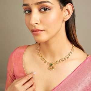 Silver Temple <b>Necklace</b> 162798-Elegant Bezel Setting Flower Pattern <b>Necklace</b> - Product Image 1