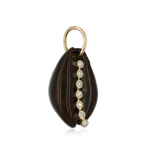 <b>Solid</b> 14k Yellow <b>Gold</b> Enemel Shell <b>Pendant</b> Pave Diamond Shell Jewelry Unisex Gift Handmade New Designer <b>Pendant</b> Cowrie Shell - Product Image 1