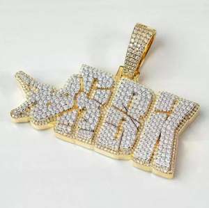 Paquete de 4 Dijes Personalizables con Letras, Chapado en Oro Amarillo de 14K, Diamantes Reales, Joyería Fina de Plata Esterlina para Fiestas - Product Image 2